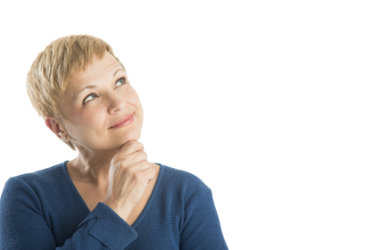 Mature, Thoughtful Woman Looking Up