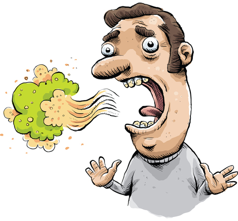 Cartoon Man with Bad Breath